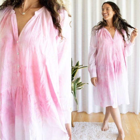 Honorine Dresses & Skirts - Honorine Cotton Tie-Dye Paola Dress in Pink & White Size Small